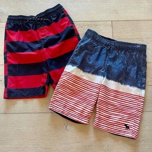 2 Pair! Boys Patriotic Abercrombie Swim Trunks Lg
